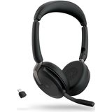 Jabra Evolve2 65 Flex Draadloze Bluetooth Stereo Headset met Jabra ClearVoice Noise Cancelling & Hybrid ANC-technologie, MS Teams gecertificeerd, zwart