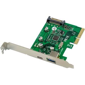 MicroConnect - USB 3.1 Type C+A - PCIe Controllerkaart - Intern - Zwart