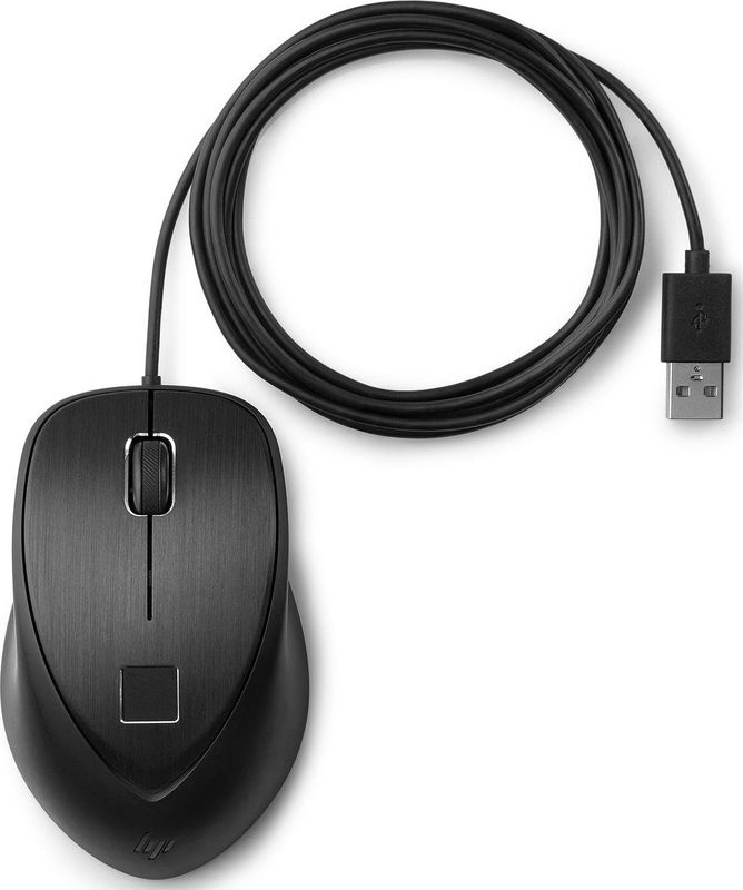 HP - USB Fingerprint Mouse - Zwart - Vingerafdruklezer - Ambidextrous