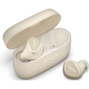 Jabra Elite 5 True Wireless Bluetooth in-ear hoofdtelefoon voor iPhone, hybride ANC, 6 ingebouwde microfoons, 6 mm luidsprekers, discreet en ergonomisch, goudbeige