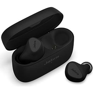 Jabra Elite 5 True Wireless Draadloze Bluetooth-hoofdtelefoon voor iPhone, hybride ANC, 6 ingebouwde microfoons, 6 mm luidsprekers, discreet en ergonomisch, titanium zwart