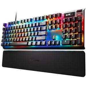 SteelSeries Apex Pro HyperMagnetic-gamingtoetsenbord – 's Werelds snelste toetsenbord – Aanpasbare activering – Oledscherm – RGB – USB-passthrough – Nordic QWERTY-indeling