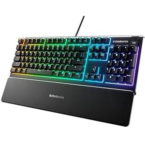 SteelSeries Apex 3 - Gaming Toetsenbord - 10-zone RGB-verlichting - Premium magnetische polssteun - Amerikaanse (QWERTY) Layout