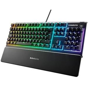 SteelSeries Apex 3 gaming toetsenbord, RGB-verlichting op 10 zones, premium magnetische handsteun, Duits QWERTZ