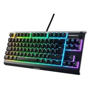 SteelSeries Apex 3 TKL - RGB-gamingtoetsenbord - Compact TKL-toetsenbord voor e-sports - 8-zone RGB-verlichting - Duits QWERTZ-indeling