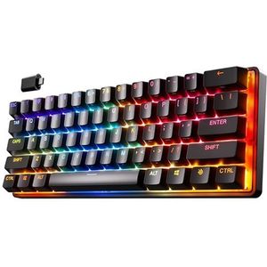 SteelSeries Apex Pro Mini Wireless HyperMagnetic-gamingtoetsenbord – 's Werelds snelste toetsenbord – Compact 60%-ontwerp – RGB – PBT-keycaps – Bluetooth – 2,4-GHz – USB-C – Nordic QWERTY-indeling