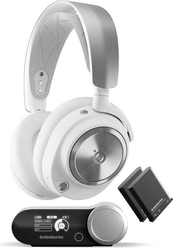SteelSeries Arctis Nova Pro Wireless - Multi-System Gaming Headset - Magnetische Neodym-Treiber -Active Noise Cancellation -Infinity Power System -ClearCast Gen 2-Mic –PC, PS5, Switch 2, Mobile -Weiss