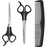 Melissa Haar Schaar set - 3 stuks - Snijschaar - Verfijningsschaar - Kam - Thuis zelf je haren knippen - 16750006 - Zwart