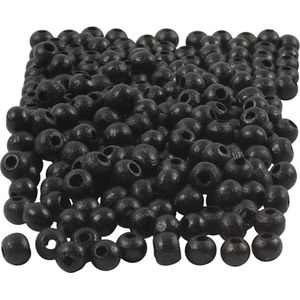 Creativ Company - Houten Kralen - Zwart - 5 mm - 180 Stuks