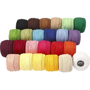 Mercerised Katoengaren, Diverse Kleuren, 20 gr, 24 Bol