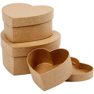 Harten dozen, d: 10+12,5+15 cm, h: 5+6,5+7,5 cm, 3stuks