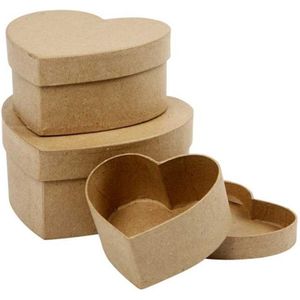 Creativ Company - Harten Doosjes - Papier-maché - Set van 3 Stuks
