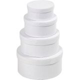 Creotime - Ronde Dozen - Wit - Karton - Set van 4 Stuks