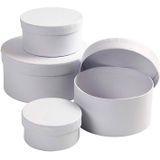 Ronde dozen, d: 8+10+12+14 cm, h: 4+5+6+7 cm, 4stuks