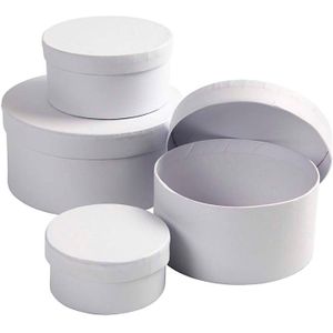 Creotime - Ronde Dozen - Wit - Karton - Set van 4 Stuks
