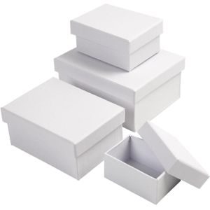 Creotime - Doos - Rechthoekig - Wit - Karton - Set van 4 stuks