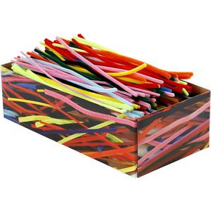 Chenille draad, dikte 4+6+9 mm, l: 30 cm, 700 div, diverse kleuren