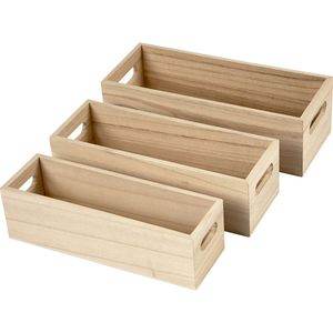 Opslag Kratten Set van Drie - Hout - Met Handvaten