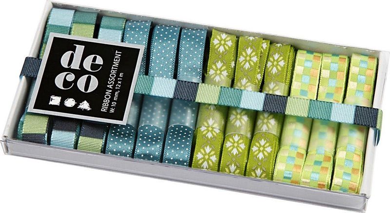 Creativ Company Selectie van banden, 10 mm, blauw/groen harmonie