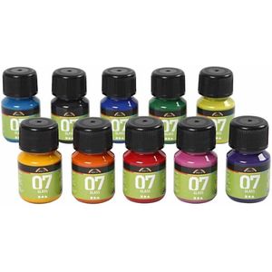 Permanente Glasverf - Set van 10 Kleuren, 30ml