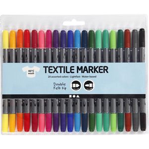 Creativ Company Double-sided Textile Markers - Basic colors 20pcs