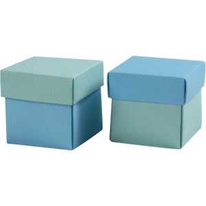 Creotime Vouwkartonnen Doosjes 5,5 X 5,5 X 5,5 Cm 10 Stuks Turquoise