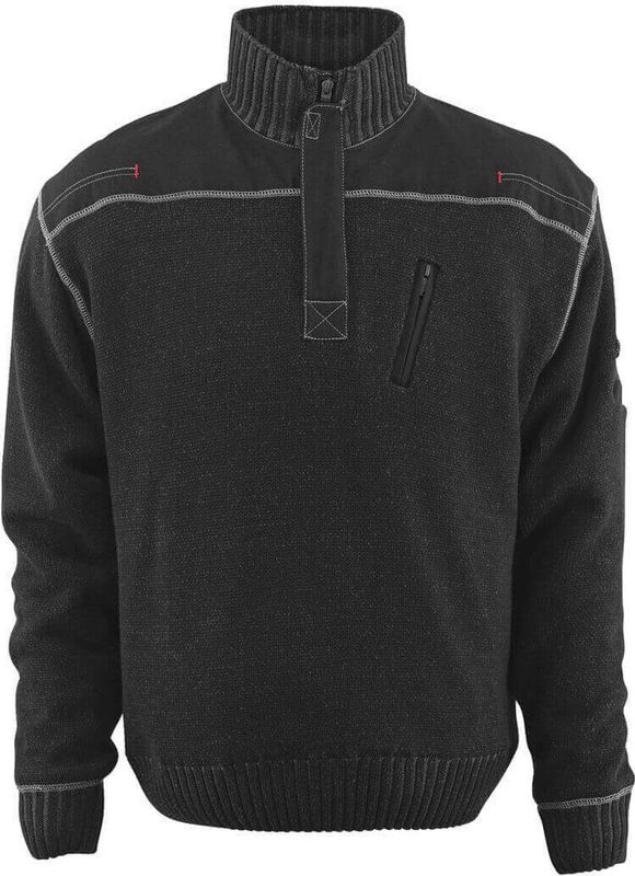 Mascot - Frontline - Gebreide Trui met Korte Rits - Zwart -