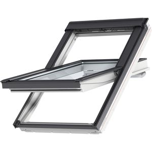 VELUX Dakraam GGU FK06 0070, 66x118cm, centraal scharnierpunt, wit polyurethaan met dakpan gootstuk (EDW 1000) en waterkerende manchet (BFX)