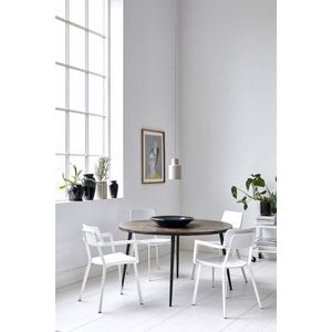 Club ronde eettafel zwart hout ijzer