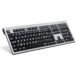Logickeyboard LKB-LPRNTWB-AJPU USB Frans Zwart (FR, Bedraad), Toetsenbord, Zwart, Zilver