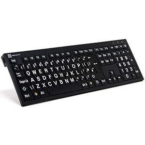 Logickeyboard XL-Print Nero Wit op Zwart fr. (PC) (FR, Bedraad), Toetsenbord, Zwart