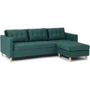 Marino bank BA1, chaise longue rechts of links gedraaid in velour groen.