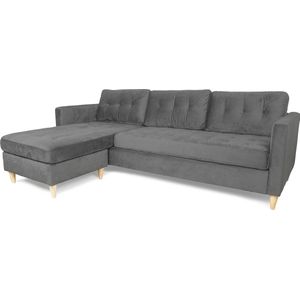 Marino Bank Ba3, Chaise Longue in Velour Grijs - Comfortabel en Stijlvol Design | Aantrekkelijke Prijzen