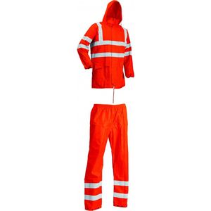 Fluor oranje HI-Vis regenpak van Lyngsøe Rainwear XS