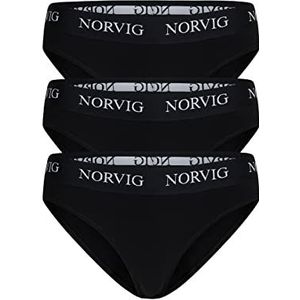 NORVIG Dames 3-Pack Brief Black Bikini Style Underwear, S