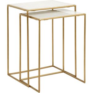 Nordal - side tables, s/2, white marble, brass