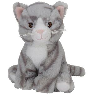 Pluche dieren knuffels Kat/poes van 17 cm - Knuffeldieren speelgoed