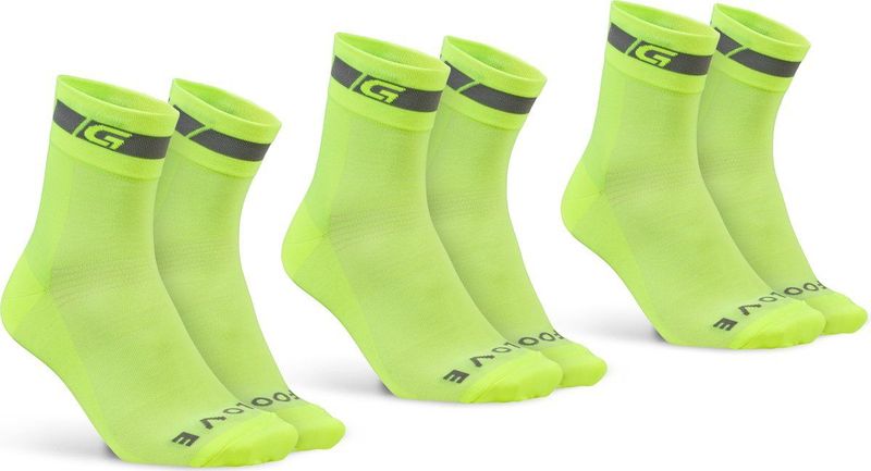 GripGrab - Classic Regular Cut - Fietssokken - Geel Hi-Vis - 3PACK