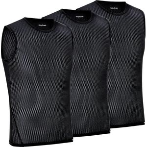 GripGrab Ultralight Sleeveless Mesh Baselayer 3-Pack Sportshirt (zwart)