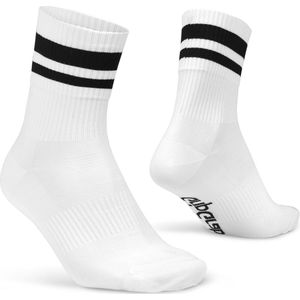 GripGrab - Original Stripes Crew - Fietssokken - Wit - Coolmax - Unisex