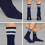 GripGrab - Original Stripes Crew - Fietssokken - Navy Blauw - Coolmax