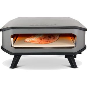 Millarco 90346 XXL Pizza oven mobiele pizzaoven pizzasteen gasgrill tot 400 graden regelbaar met 42,50 x 42,50 cm pizzasteen draagbaar terras balkon tuin 8 kW, zwart