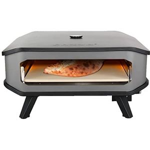 Millarco Cozze 90347 XXL 17 gas-pizza oven met thermometer mobiele pizzaoven pizzasteen gasgrill tot 400 graden regelbaar met 42,50 x 42,50 cm pizzasteen draagbaar terras balkon tuin 8 kW,17"", zwart