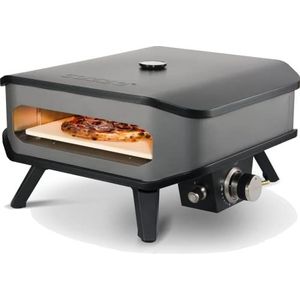 Cozze® 90349 13"" Gas Pizza oven met thermometer mobiele pizzaoven pizzasteen gasgrill tot 400 graden regelbaar met 34 x 34 cm pizzasteen draagbaar terras balkon, zwart