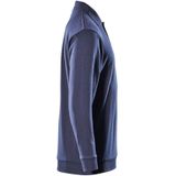 Mascot - Crossover Polosweatshirt - Marine - Gekamd Katoen - Kraag met Knoopsluiting