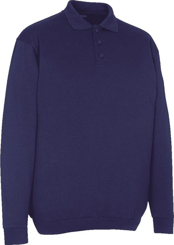 Mascot - Crossover Polosweatshirt - Marine - Gekamd Katoen - Kraag met Knoopsluiting