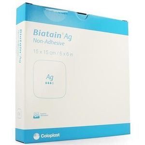 Biatain Ag Schuimverb N/adh 15,0x15,0cm 5 39625  -  Coloplast