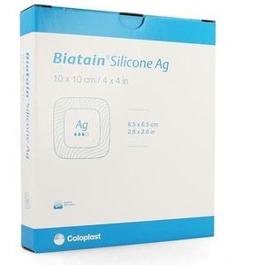 Coloplast - Biatain Silicone Ag - Gaaskompres - 10Cm x 10Cm - 5 Stuks