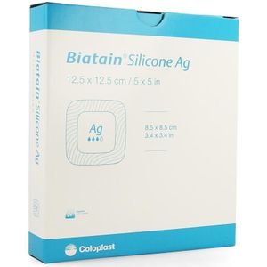 Coloplast - Biatain Silicone Ag - Gaaskompressen - 12,5Cm x 12,5Cm - 5 Stuks
