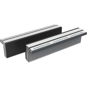 SCANGRIP Bankschroefbekken met magneetstrip, van gehard aluminium met rubbertoplaag, 1 paar, bekbreedte 140 mm